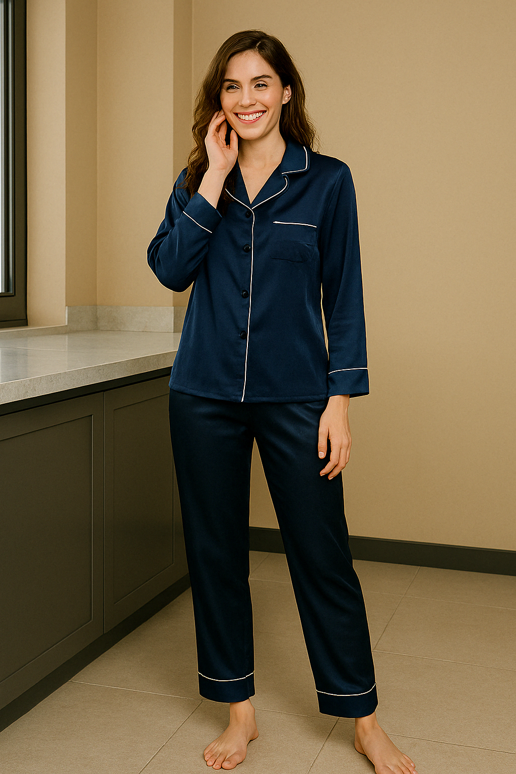 Premiun Zijden Pyjama Set Vrouwen